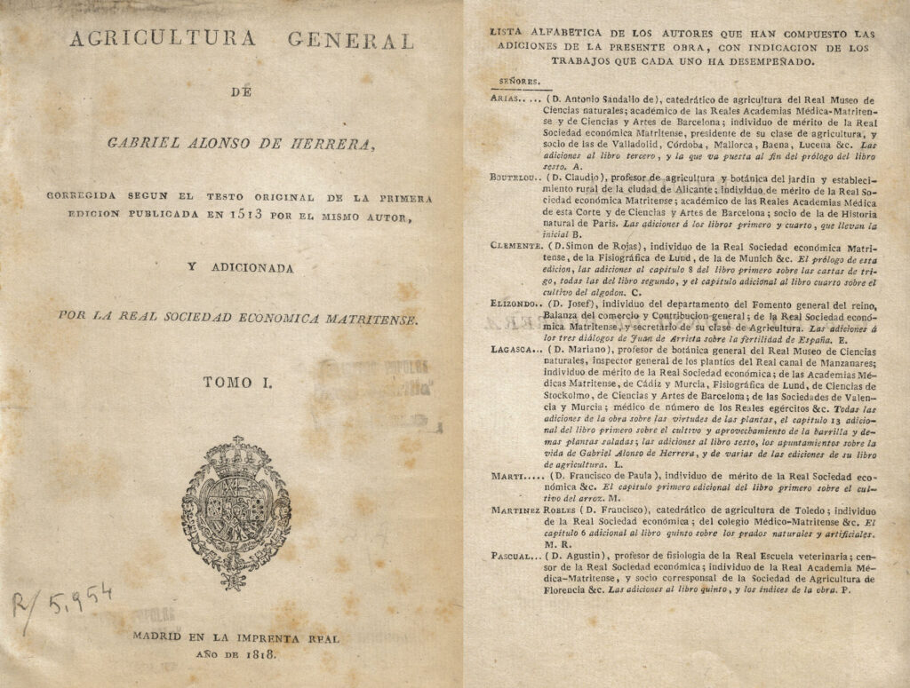 “Agricultura general” de Gabriel Alonso de Herrera