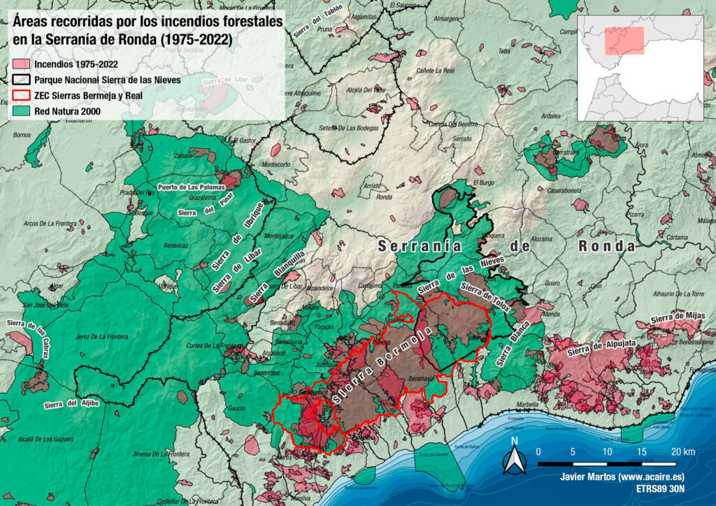 Incendios forestales en la Serranía de Ronda (1975-2022)