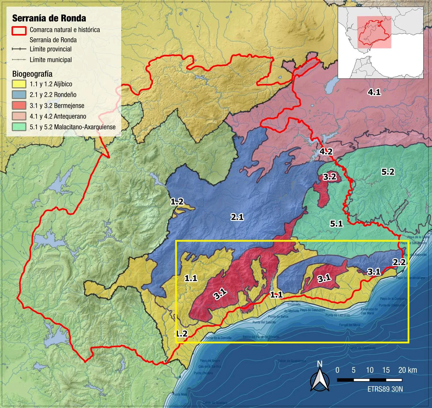 Distribución de Ulex xcabezudoi en la Serranía de Ronda - Biogeografía